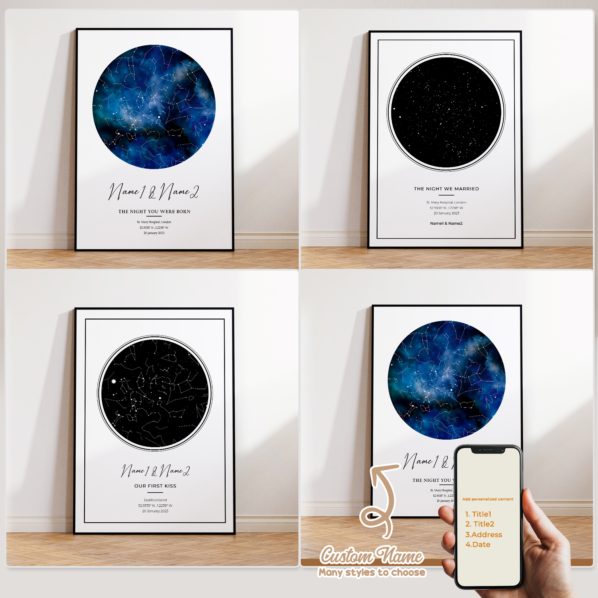 Star Map Poster - Modern Custom Personalized Night Sky Star