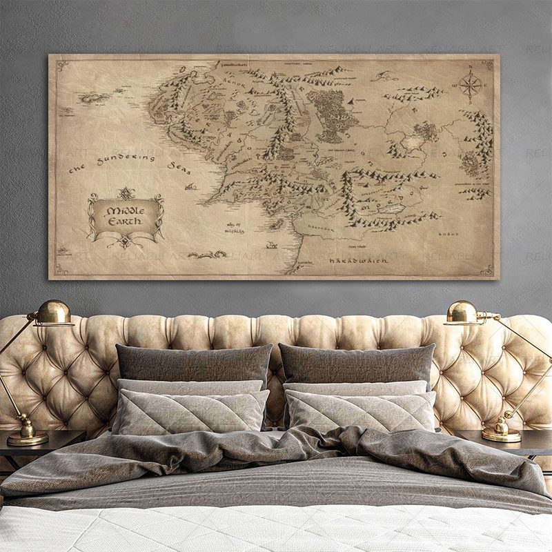 Retro The-Lord-of-Rings Map Po - Star Map Poster 리뷰 및 가격