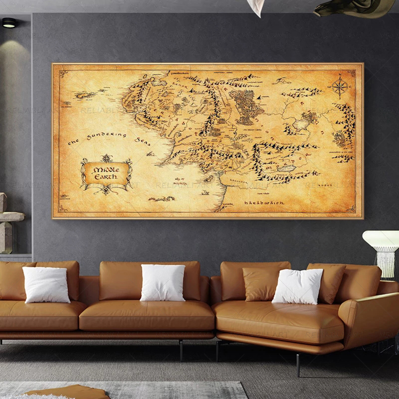 Retro The-Lord-of-Rings Map Po - Star Map Poster 리뷰 및 가격