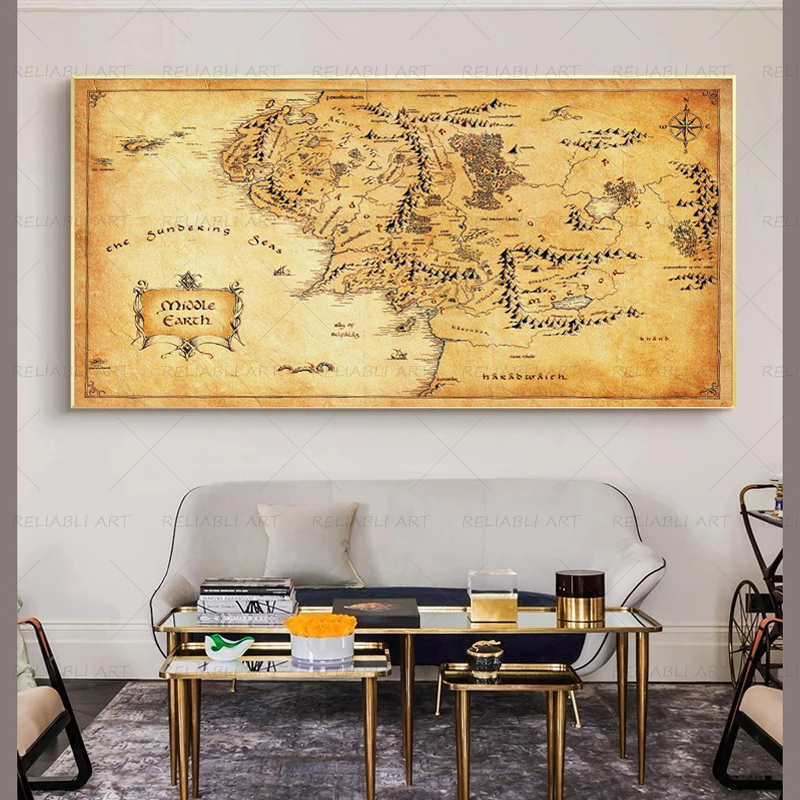 Retro The-Lord-of-Rings Map Po - Star Map Poster 리뷰 및 가격