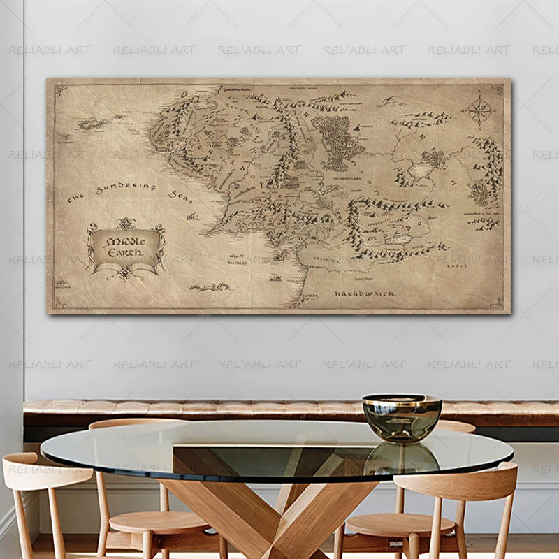 Retro The-Lord-of-Rings Map Po - Star Map Poster 리뷰 및 가격