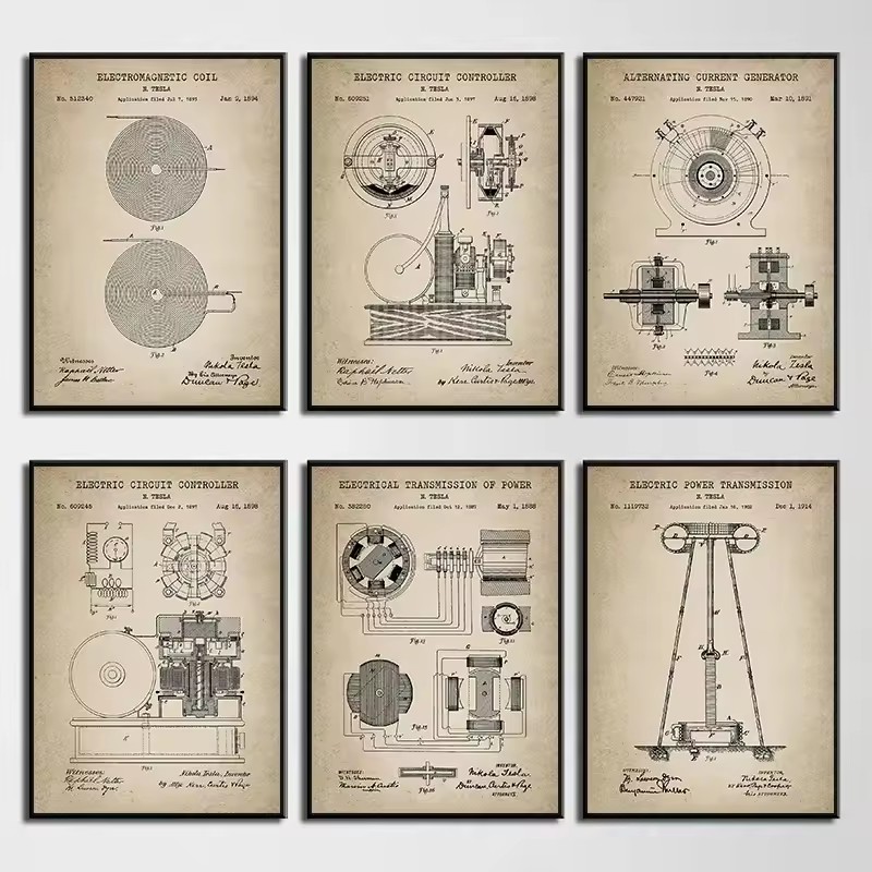 Vintage Tesla Electrical Paten - Star Map Poster 리뷰 및 가격