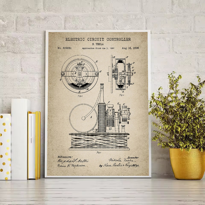 Vintage Tesla Electrical Paten - Star Map Poster 리뷰 및 가격