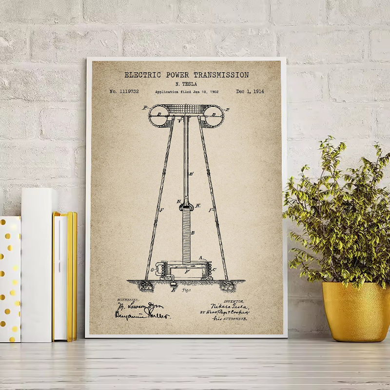 Vintage Tesla Electrical Paten - Star Map Poster 리뷰 및 가격