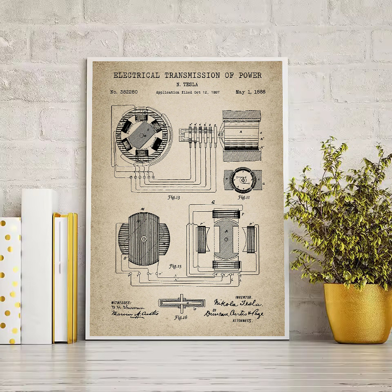 Vintage Tesla Electrical Paten - Star Map Poster 리뷰 및 가격