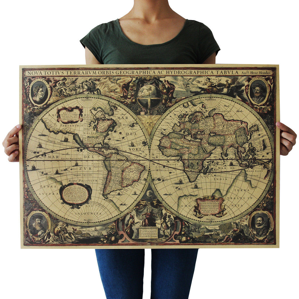 Retro World Map Nautical Ocean - Star Map Poster 리뷰 및 가격
