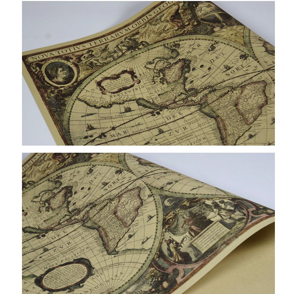 Retro World Map Nautical Ocean - Star Map Poster 리뷰 및 가격